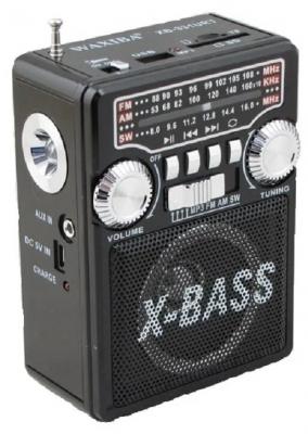 Радиоприемник XB-331URT USB/TF/SD/AUX FM88-108 Mhz + фонарь черный Waxiba