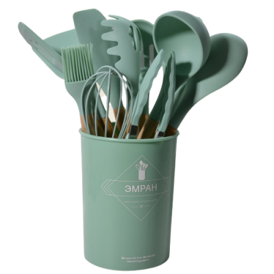 Набор кухонных принадлежностей из силикона 12 предметов, бирюзовый