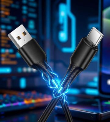 Кабель быстрая зарядка 3А USB - Type-C Hoco X120, 1 метр, черный для Samsung / Xiaomi / Huawei / IPhone