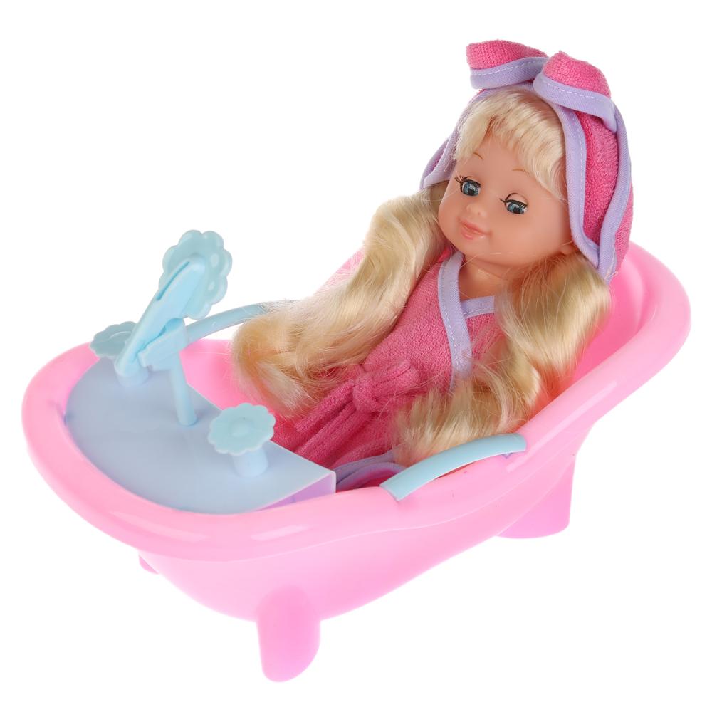 Кукла детская Карапуз 20 см с ванной и аксессуарами, без звука