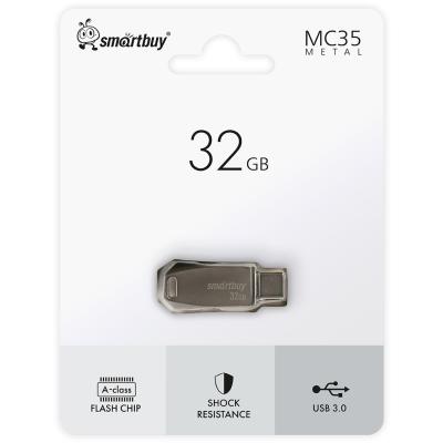 USB-накопитель SmartBuy MC35 Metal Dual Type-C/Type-A USB 2.0 32 ГБ SB32GBMC35