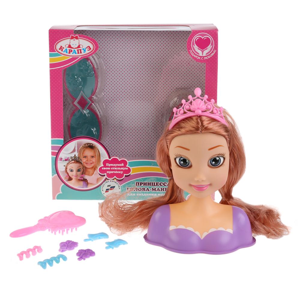 Кукла-манекен ТМ Карапуз для создания причесок Принцесса, в фиолетовом плат...