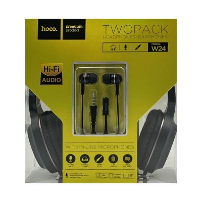 Наушники полноразмерные + MP3 2в1 Hoco W24 черно-золотой