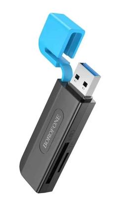 Картридер Borofone DH9 USB 3.0 черно-синий