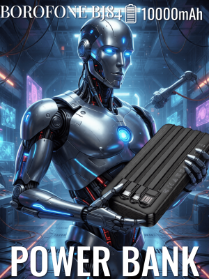 Внешний аккумулятор с проводами Borofone 10000 BJ84 черный