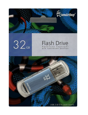 Флешка USB 32GB Smartbuy V-Cut синий Snake Edition Флешка USB 32GB Smartbuy V-Cut синий Snake Edition