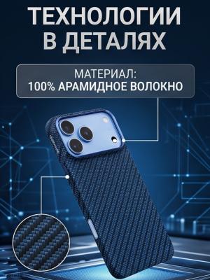 Чехол накладка арамидный для 17 Pro Max/18 Pro Max KEEPHONE KEVLAR TITAN FIBER темно-синий