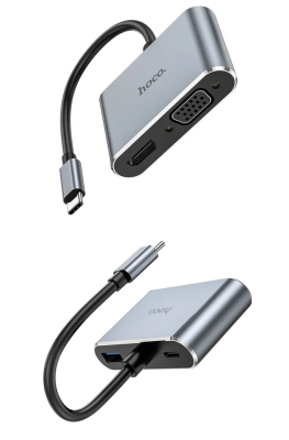 Переходник Hoco HB30 Type-C на HDMI + VGA, серый*