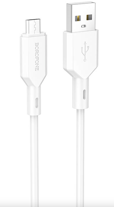 Кабель Borofone BX70, microUSB - USB,  2.4 А, 1 м, белый zal