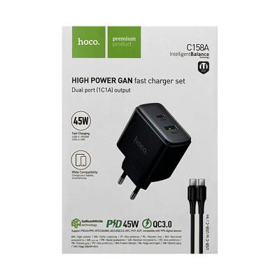 СЗУ Блок Hoco C158A + кабель Type-C Type-C 45W 1m черный