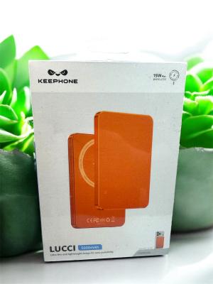 Современный магнитный повербанк KEEPHONE LUCCI 5000 Magsafe оранжевый