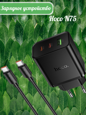 Блок с кабелем Type-C Hoco N75 PD65W черный