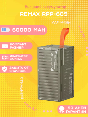 Внешний аккумулятор Remax RPP-609 60000mAh, зеленый