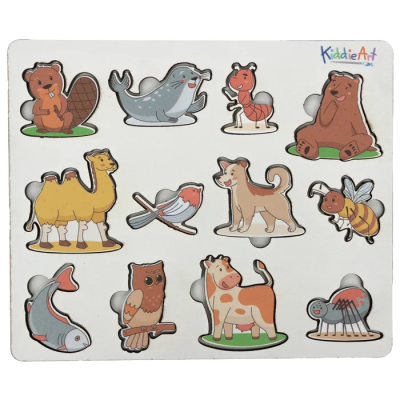 Деревянный пазл KiddieArt Кто где живет 24 детали, W22104