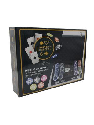Набор из 200 фишек для покера с номиналом в кейсе Фабрика Покера
