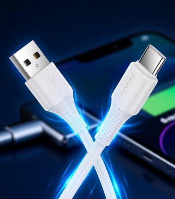 Кабель USB - Type-C Hoco X120, 1 метр, белый, быстрая зарядка 3A для Samsung / Xiaomi / Huawei / IPhone / realme