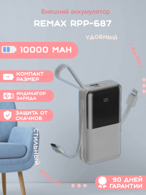 Внешний аккумулятор Remax RPP-687 10000mAh, белый