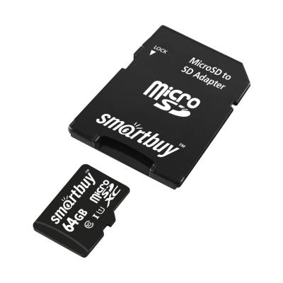 Карта памяти Smartbuy micro SDHC 64GB class 10 с адаптером