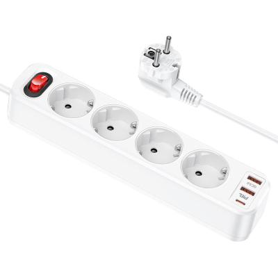 Сетевой фильтр HOCO NS1 Aura 4-bit extension cable socket 4 розетки + 2 USB + USB-C + PD20W 1,8 м белый