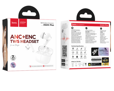 Наушники беспроводные с шумоподавлением Hoco EQ34 Plus белый