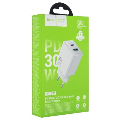 Переходник N71 СЗУ на USB QC3.0 + Type-C PD30W HOCO белый Переходник N71 СЗУ на USB QC3.0 + Type-C PD30W HOCO белый