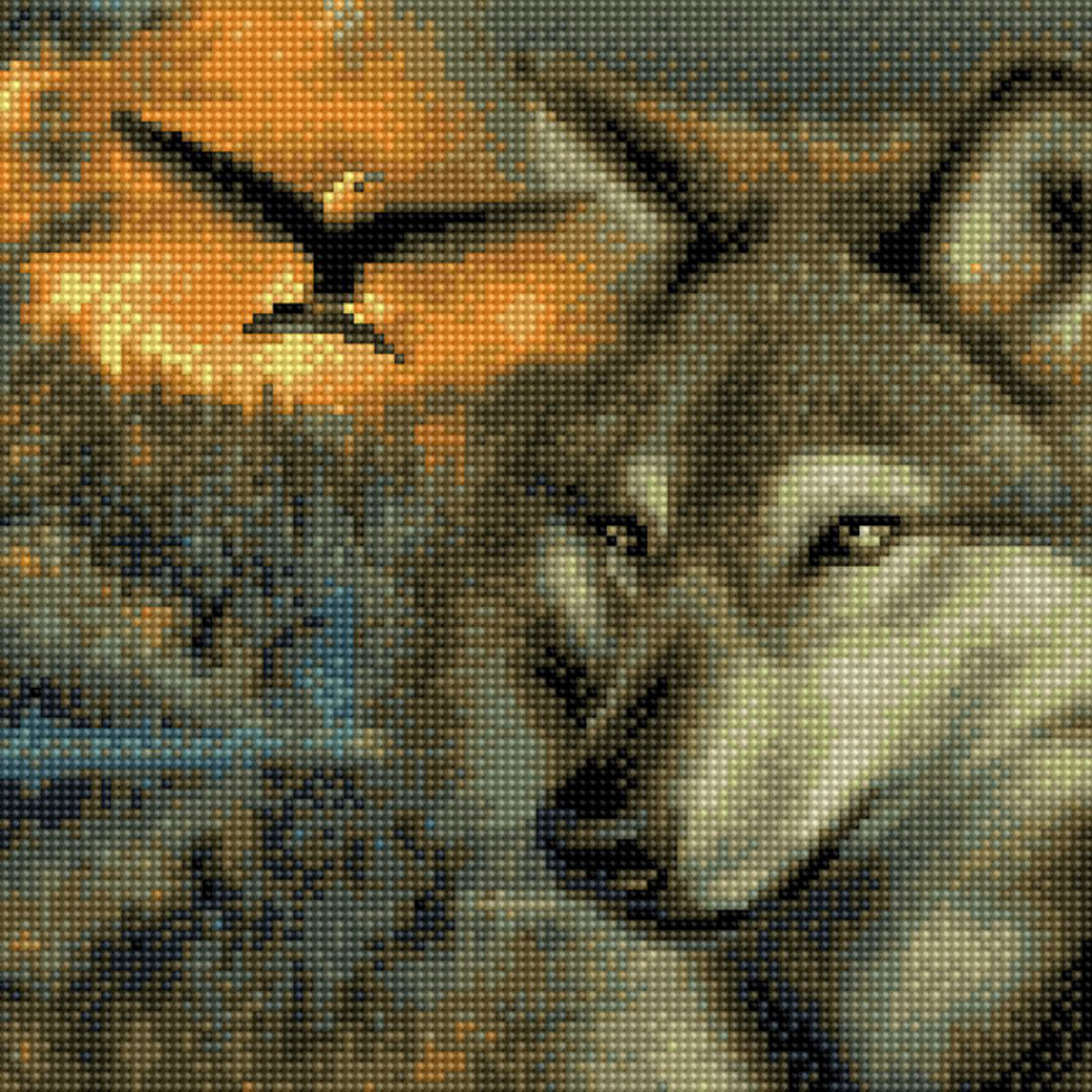 Картины мозаикой Molly Волк и орёл 30х30 см 24 цвета