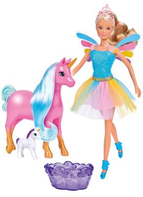 Кукла детская Simba Штеффи в разноцветном платье и Единорог 29 см