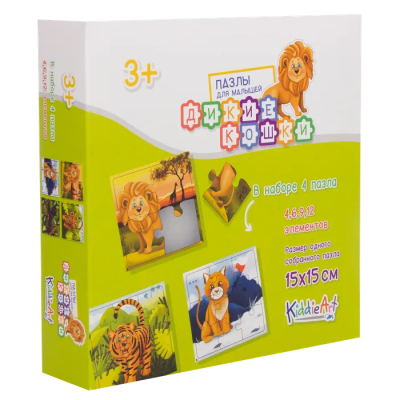 Пазл KiddieArt Дикие кошки 4в1 31 деталь, C22030