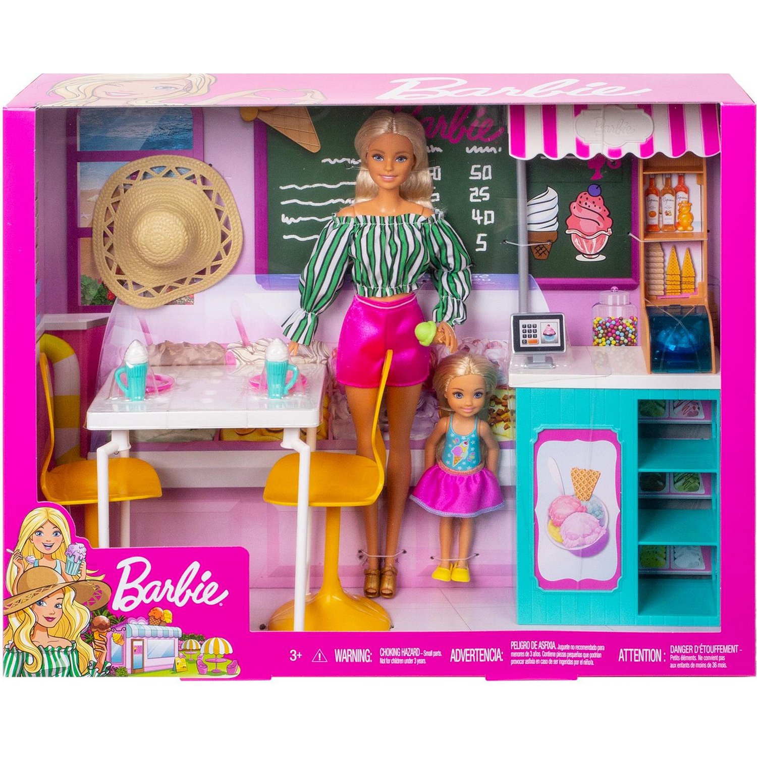 Набор кукол Barbie Магазин кафе-мороженое с Барби и Челси