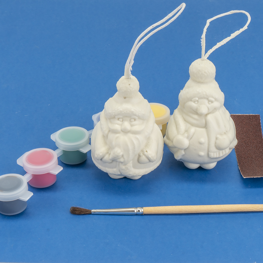 Набор для творчества LORI Роспись ёлочных игрушек Дед Мороз и Снеговик 3D Art