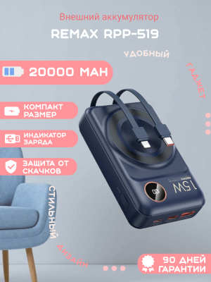 Внешний аккумулятор Remax RPP-519 20000mAh, синий