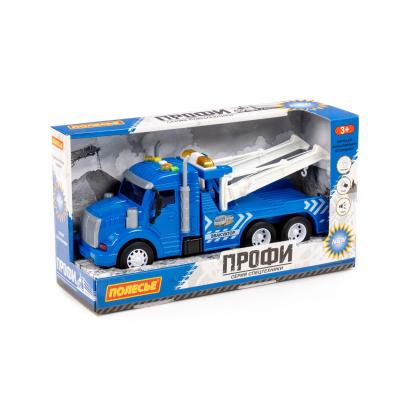 Игрушка автомобиль-эвакуатор Полесье Профи инерционный со светом и звуком, синий, 86570