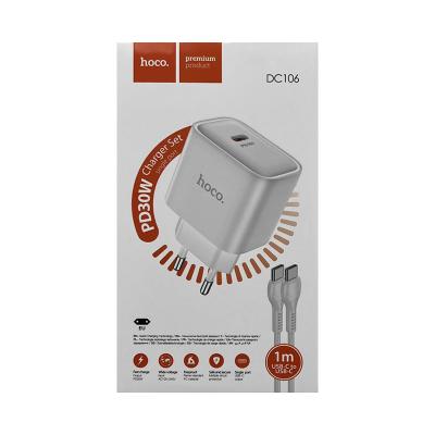 Сетевое зарядное устройство Hoco DC106+кабель Type-C белый