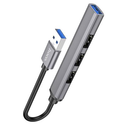 USB HUB разветвитель Hoco HB26, серый металлик