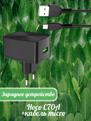 Зарядное с кабелем micro Hoco C70A 18W Зарядное с кабелем micro Hoco C70A 18W