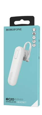Гарнитура Bluetooth BC20 BOROFONE белая