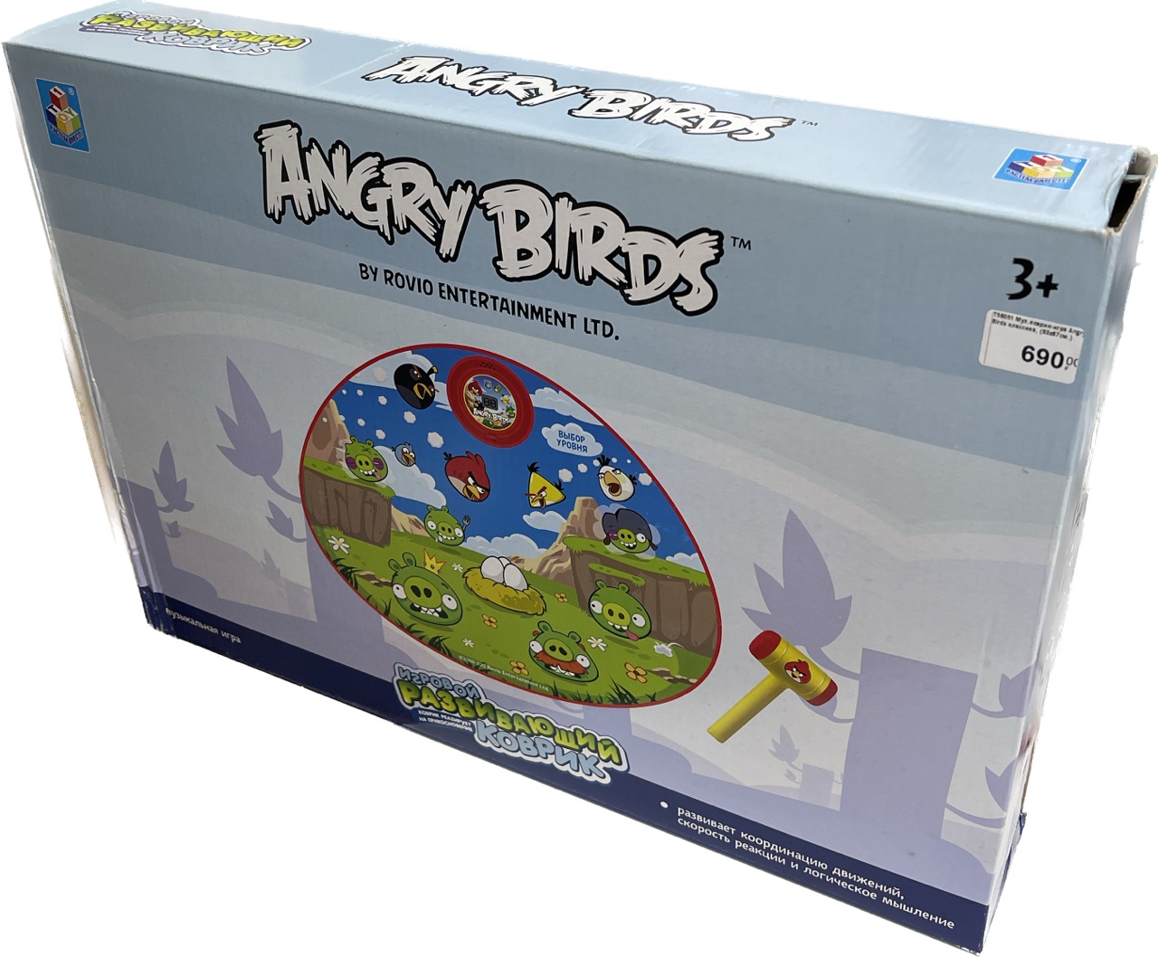 Уценка! Мятая коробка Музыкальный коврик-игра Angry Birds классика, 83х67см З