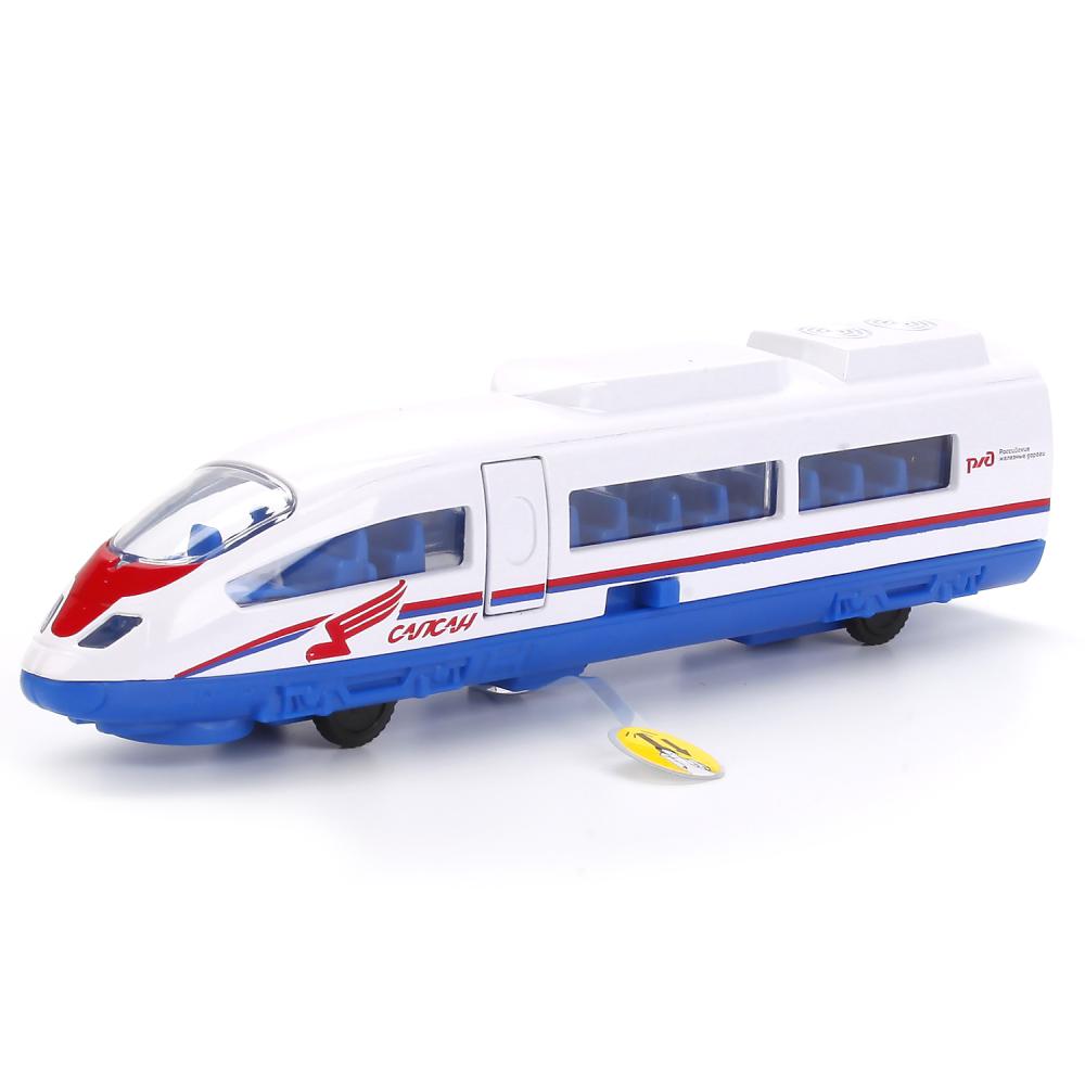 Поезд игрушечный Технопарк Сапсан Ржд металлический, инерция, 19 см