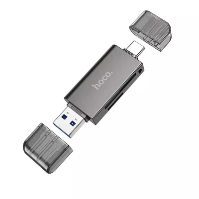 Картридер Hoco HB39 USB 3.0/Type-C 3.0 на SD/TF, черно-серый