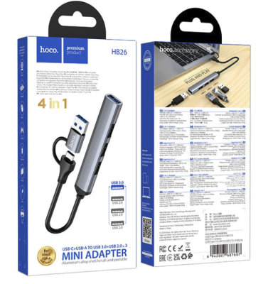 HUB Type-C + Type-A на 4 USB Hoco HB26