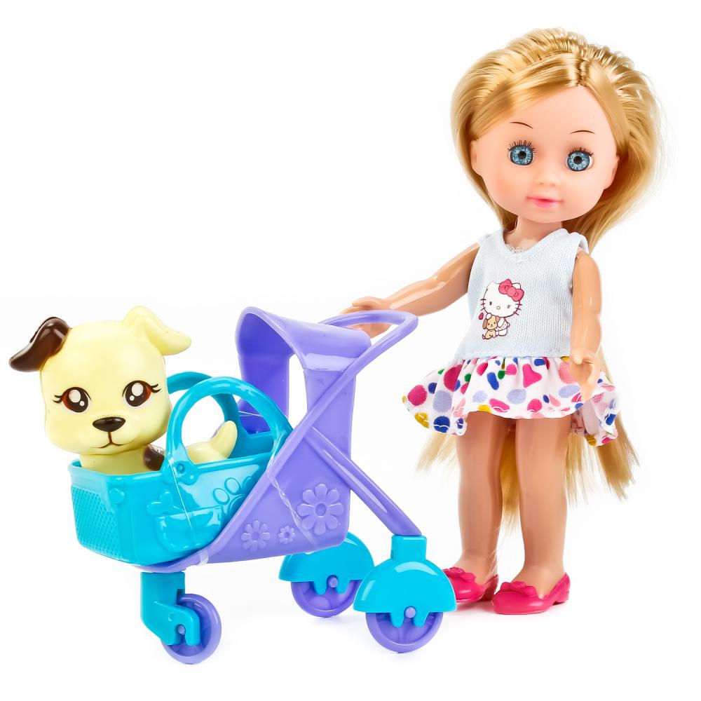 Кукла Hello Kitty Машенька с питомцем в коляске, 15 см КАРАПУЗ