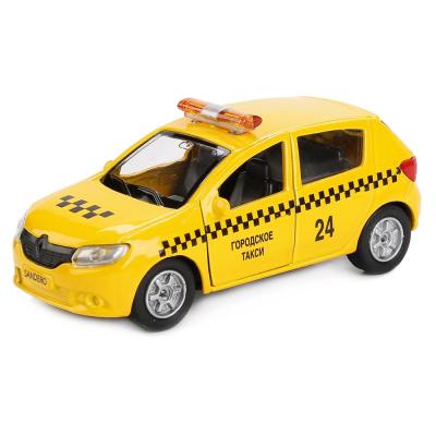 Машина металлическая Renault Sandero Такси 12 см, открыв. двери/багажник, с инерцией Технопарк, SB-17-61-RS(T)-WB