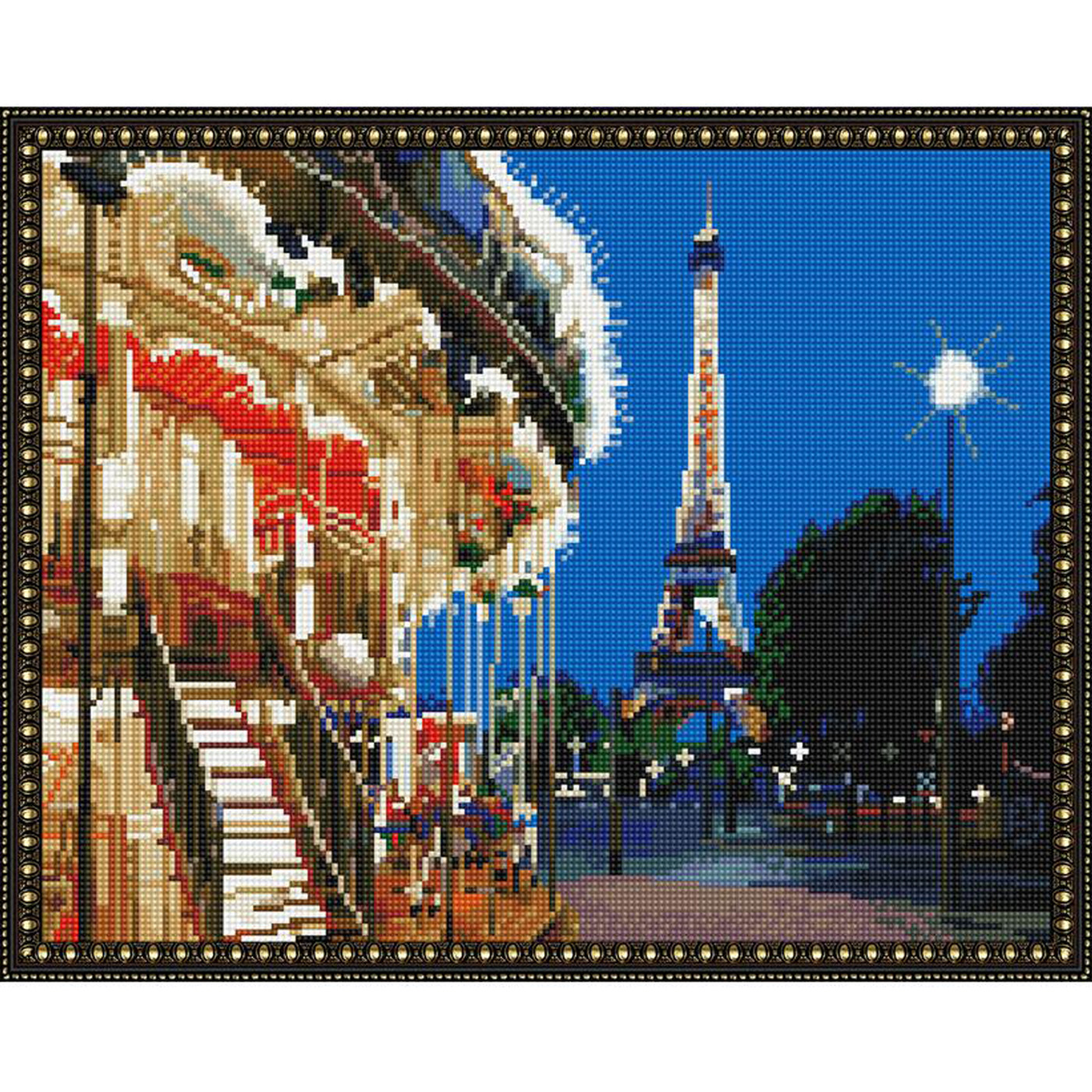 Алмазная мозаика с нанесенной рамкой Вечерний Париж 40х50 см