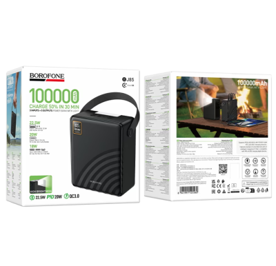 Мощнейший внешний аккумулятор Borofone 100000 BJ85 черный