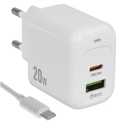 Сетевое зарядное устройство Hoco CS54A+ кабель Type-C белый