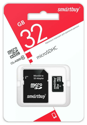 Карта памяти SmartBuy Class 10 micro SDHC 32Gb с адаптером