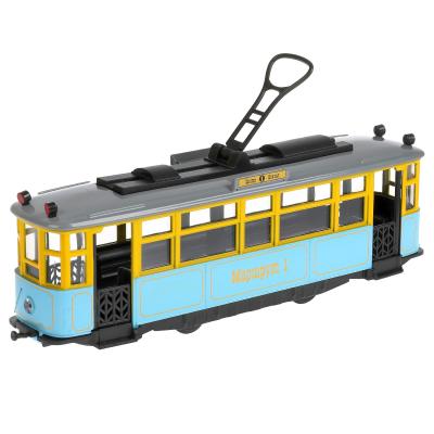 Машинка Технопарк Трамвай Ретро свет и звук, синий, 17 см, TRAMMC1-17SL-BU