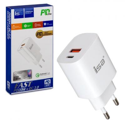 Переходник СЗУ на USB + Type-C HS18 QC 3.0, 20Вт ISA