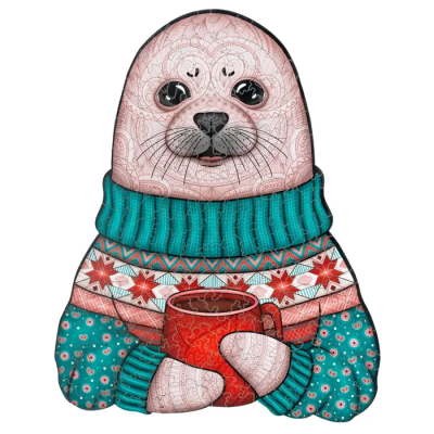 Фигурный деревянный пазл KiddieArt Нерпа 132 детали, W21001