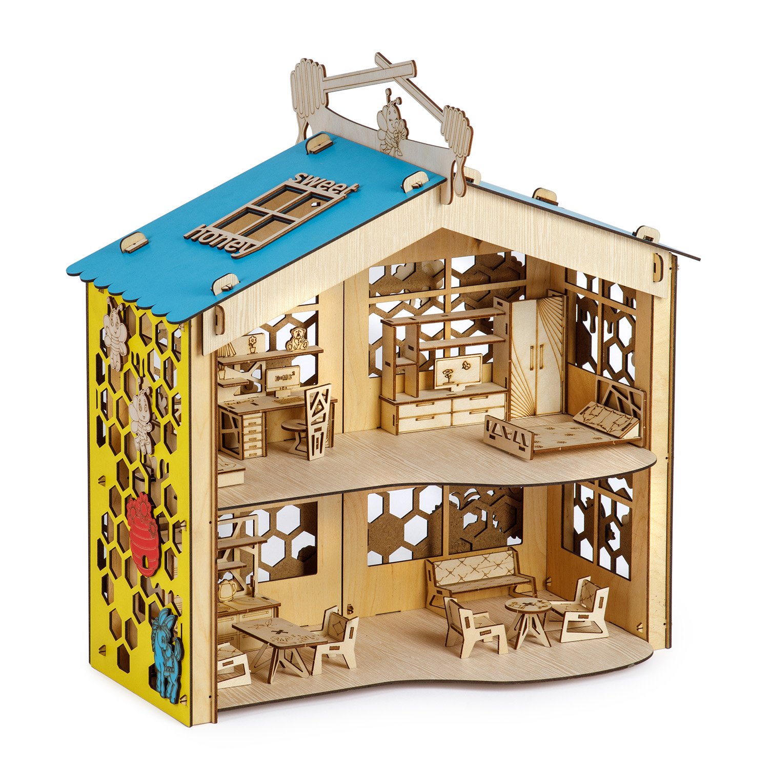 Сборная модель Тутси Кукольный домик Сладкий мед с мебелью из дерева